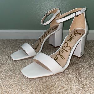 White Sam Edelman block heels